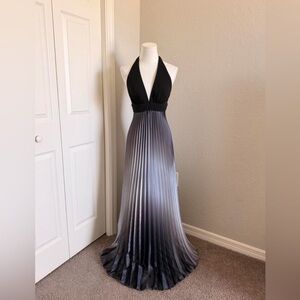Betsy & Adam Black and Gray Gradient Maxi Dress